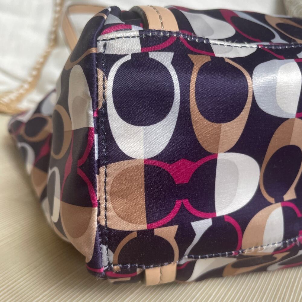 Coach Madison Op Art Glam Tote Shoulder Bag | Purple Pink, Natural Leather - Picture 7 of 8